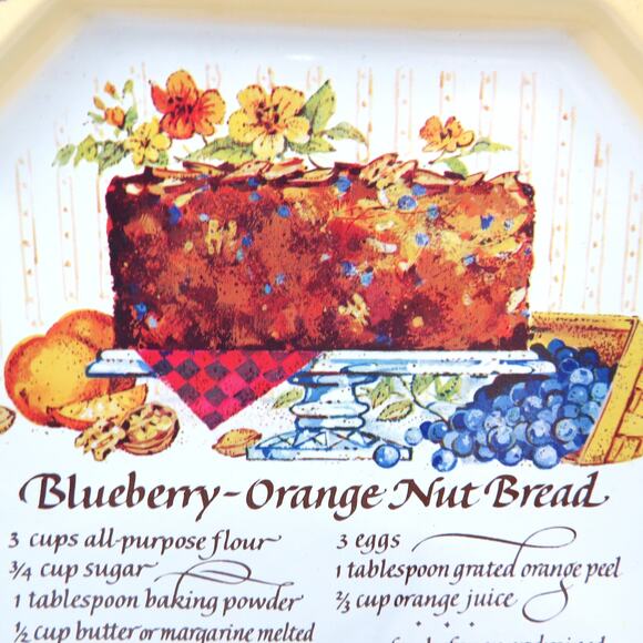 Vintage Avon Recipe Tin Tray Blueberry Orange Nut Bread 1982 Made in England - Picture 7 of 13